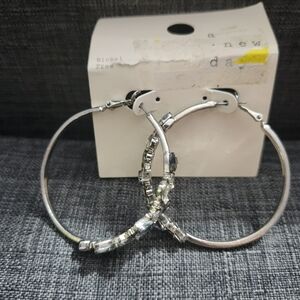 Clustered Crystal Hoop Earrings – Statement Sparkle Hoops | MSRP $20